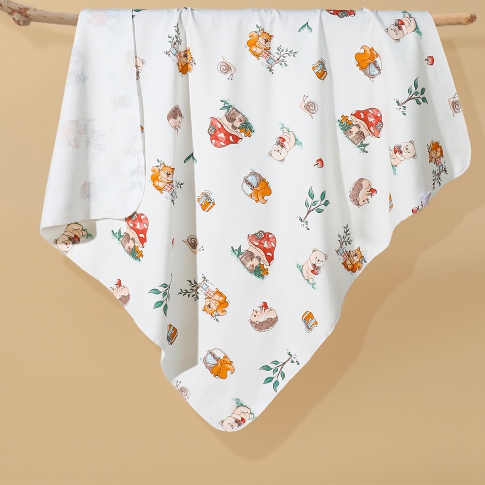 New！Cotton baby blanket baby swaddle baby bath towel forest hedgehog mushroom